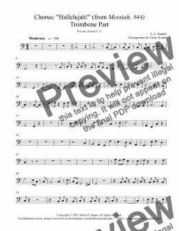 page one of Chorus: "Hallelujah!" (from Messiah, #44)  Trombone Part