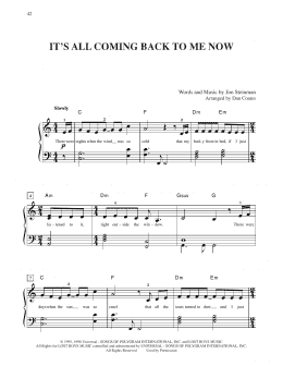 page one of It's All Coming Back To Me Now (Easy Piano)