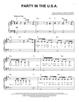 page one of Party In The U.S.A. (Very Easy Piano)