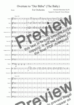 page one of Overture to "Der Bäbu" (The Baby) - Marschner - Orchestra - Score