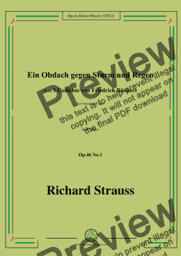 page one of Richard Strauss-Ein Obdach gegen Sturm und Regen,in B Major