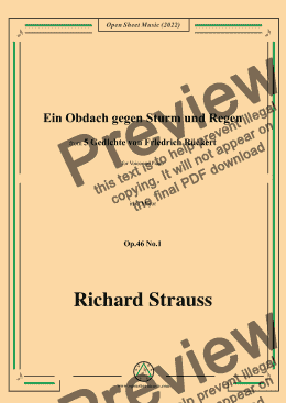 page one of Richard Strauss-Ein Obdach gegen Sturm und Regen,in C Major