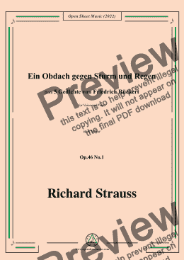 page one of Richard Strauss-Ein Obdach gegen Sturm und Regen,in A Major