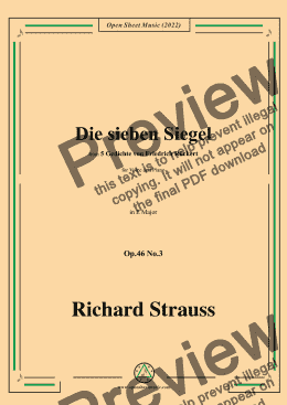 page one of Richard Strauss-Die sieben Siegel,in E Major