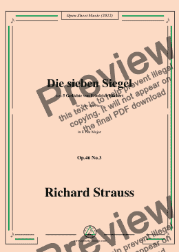 page one of Richard Strauss-Die sieben Siegel,in E flat Major