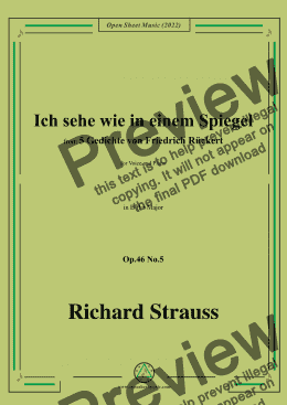 page one of Richard Strauss-Ich sehe wie in einem Spiegel,in B flat Major