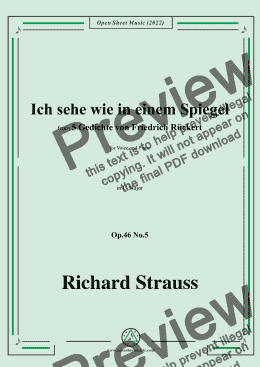 page one of Richard Strauss-Ich sehe wie in einem Spiegel,in C Major