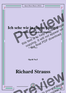 page one of Richard Strauss-Ich sehe wie in einem Spiegel,in A flat Major