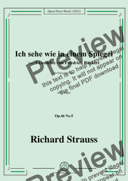 page one of Richard Strauss-Ich sehe wie in einem Spiegel,in G Major