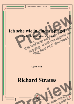 page one of Richard Strauss-Ich sehe wie in einem Spiegel,in F Major,