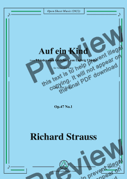 page one of Richard Strauss-Auf ein Kind,in A flat Major