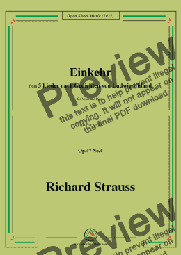 page one of Richard Strauss-Einkehr,in B flat Major,Op.47 No.4