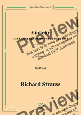 page one of Richard Strauss-Einkehr,in B Major,Op.47 No.4