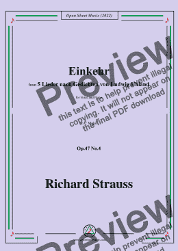 page one of Richard Strauss-Einkehr,in C Major,Op.47 No.4