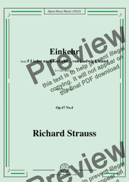 page one of Richard Strauss-Einkehr,in D flat Major,Op.47 No.4