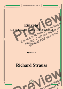 page one of Richard Strauss-Einkehr,in A flat Major,Op.47 No.4