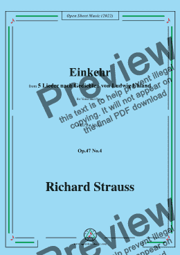 page one of Richard Strauss-Einkehr,in G flat Major,Op.47 No.4