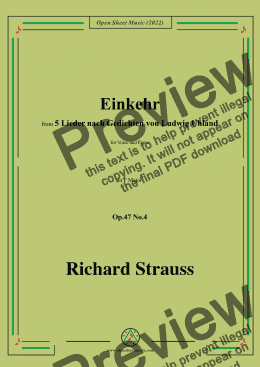 page one of Richard Strauss-Einkehr,in F Major,Op.47 No.4