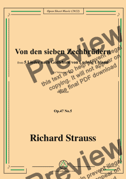 page one of Richard Strauss-Von den sieben Zechbrüdern,in f minor