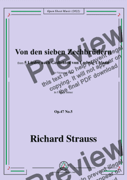 page one of Richard Strauss-Von den sieben Zechbrüdern,in f sharp minor