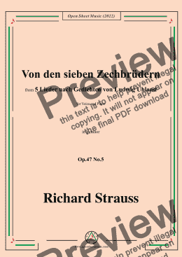 page one of Richard Strauss-Von den sieben Zechbrüdern,in g minor