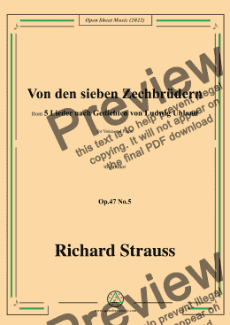 page one of Richard Strauss-Von den sieben Zechbrüdern,in d minor