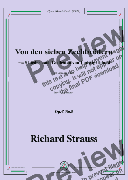 page one of Richard Strauss-Von den sieben Zechbrüdern,in c sharp minor