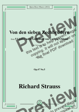 page one of Richard Strauss-Von den sieben Zechbrüdern,in c minor