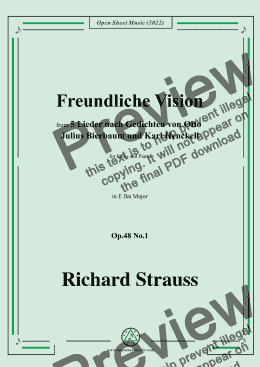 page one of Richard Strauss-Freundliche Vision,in E flat Major,Op.48 No.1