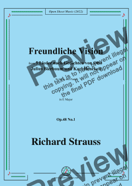 page one of Richard Strauss-Freundliche Vision,in E Major,Op.48 No.1