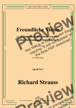 page one of Richard Strauss-Freundliche Vision,in F sharp Major,Op.48 No.1