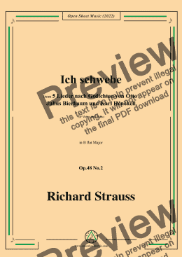 page one of Richard Strauss-Ich schwebe,inB flat Major