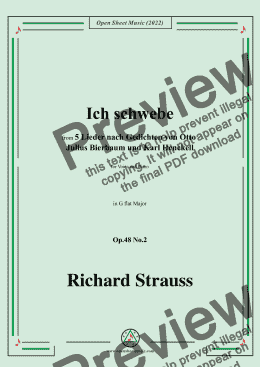 page one of Richard Strauss-Ich schwebe,in G flat Major,Op.48 No.2