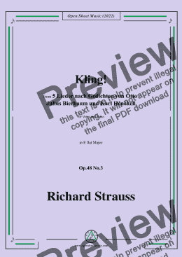 page one of Richard Strauss-Kling!in E flat Major,Op.48 No.3