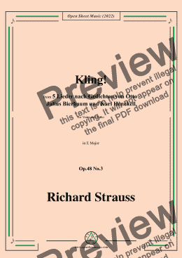 page one of Richard Strauss-Kling!in E Major,Op.48 No.3