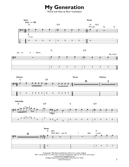 page one of My Generation (Easy Bass Tab)