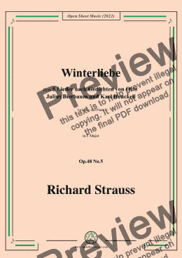 page one of Richard Strauss-Winterliebe,in F Major