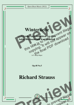 page one of Richard Strauss-Winterliebe,in F sharp Major