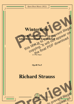 page one of Richard Strauss-Winterliebe,in E flat Major