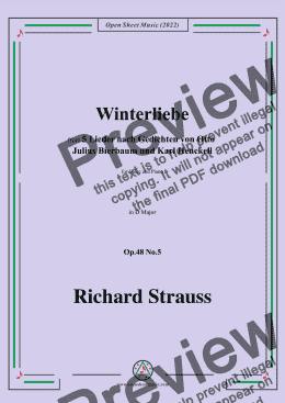 page one of Richard Strauss-Winterliebe,in D Major