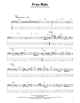 page one of Free Ride (Easy Bass Tab)