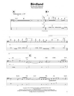 page one of Birdland (Easy Bass Tab)