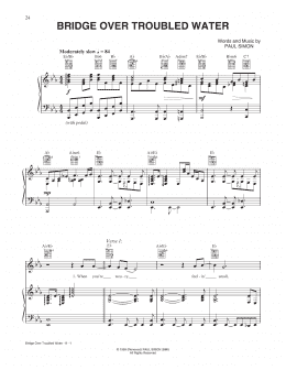 page one of Bridge Over Troubled Water (Piano, Vocal & Guitar Chords (Right-Hand Melody))