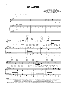 page one of Dynamite (Piano, Vocal & Guitar Chords (Right-Hand Melody))