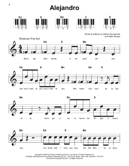 page one of Alejandro (Super Easy Piano)