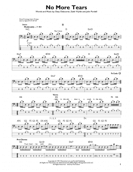 page one of No More Tears (Easy Bass Tab)