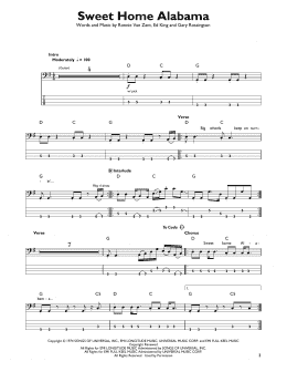 page one of Sweet Home Alabama (Easy Bass Tab)