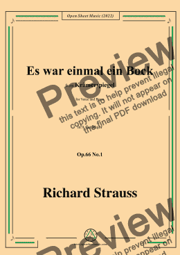 page one of Richard Strauss-Es war einmal ein Bock,in A flat Major,Op.66 No.1