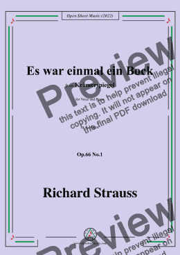 page one of Richard Strauss-Es war einmal ein Bock,in A Major,Op.66 No.1