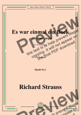 page one of Richard Strauss-Es war einmal ein Bock,in B flat Major,Op.66 No.1